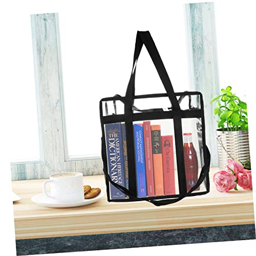 LIGIGWASH Große Transparente PVC Tasche mit Verstellbarem Schultergurt für Schallplatten und Magazine Unisex Vielseitige Umhängetasche Schwarz von LIGIGWASH