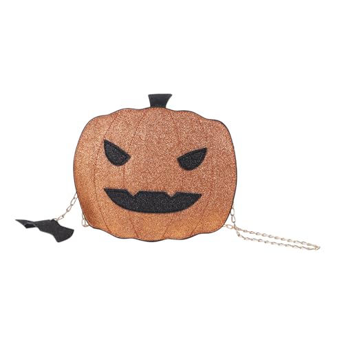 LIGIGWASH Halloween Kürbis Umhängetasche Damen Einzelschulter PU Tasche mit Glitzerkette Robust für Alltag Reise Shopping Dating von LIGIGWASH