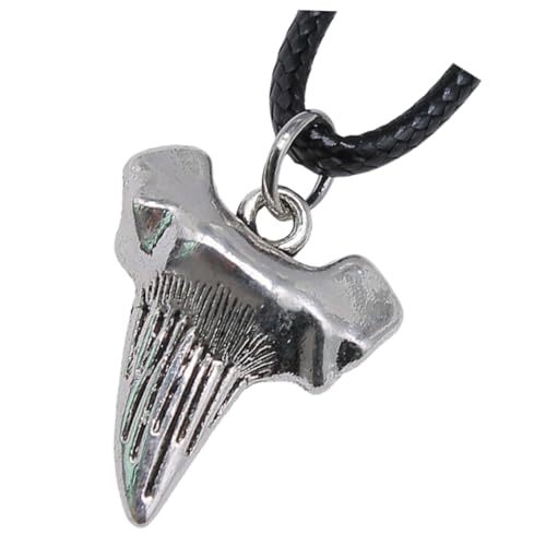 LIGIGWASH Halskette mit Sharkszahn Anhänger Langlebige Lederkordel Modischer Beach Schmuck Einfaches Design nicht Verblassend für Alltag und Strandpartys Geschenkidee von LIGIGWASH