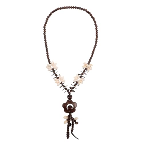 LIGIGWASH Halskette Aus Kokosnussschalenperlen Boho-halskette Mit Strandblumenanhänger Langer Anhänger Damen-halskette Aus Holzperlen Für Alltag Und Freizeitkleidung von LIGIGWASH