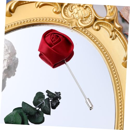 LIGIGWASH Handgefertigte Herren Reversnadel Blume Brosche Weinrot Stoffblüte mit Anstecknadel Vielseitig als Boutonniere Krawattennadel und Kleidungsdeko für Anzug Party Hochzeit von LIGIGWASH
