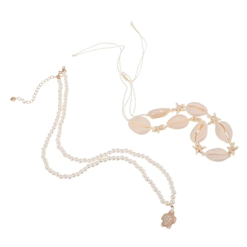 LIGIGWASH Handgefertigte Muschelhalskette mit Schildkrötenanhänger Doppellagiges Design mit Kunststoffperlen Boho Strand Schmuck für Teenager Mädchen und Frauen für Strand und Urlaubsfeiern von LIGIGWASH