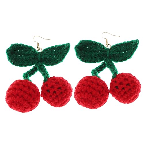 LIGIGWASH Strickte Kirschohrringe Für Damen Kreative Obstohrringe Als Tropfenohrringe Ohrhänger Aus Hochwertigem Material Schöne Ohrschmuck Für Frauen Und Mädchen von LIGIGWASH