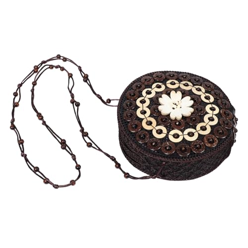 LIGIGWASH Handgewebte Boho Umhängetasche aus Kokosnussschale Gehäkelte Schultertasche Vielseitige Kosmetiktasche und Münzgeldbörse für Damen für Alltag Makeup Handy und Karten von LIGIGWASH