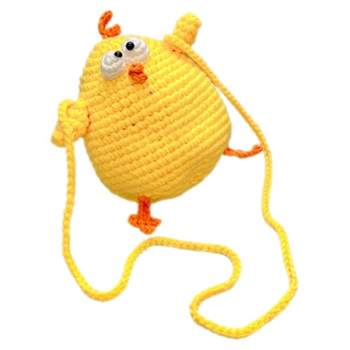 LIGIGWASH Handgewebte Crossbody Tasche mit Niedlichem Hühner Leichte Mini Umhängetasche für Mädchen Langlebiges Portemonnaie Praktische Geldbörse für Alltag und Reisen von LIGIGWASH