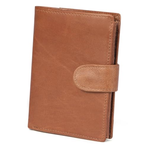 LIGIGWASH Herren Geldbörse aus Echtem Material Multifunktional mit RFID Schutz Großer Kapazität Vintage Stil Vielseitiger Kartenhalter und Münzfach Tragbare Geldtasche in Hellbraun von LIGIGWASH