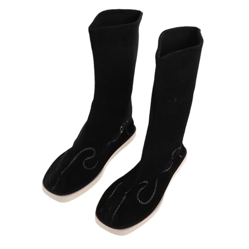 LIGIGWASH Herren Hanfu Stiefel Traditionelle Chinesische Boots mit Rutschfester Sohle Ergonomisch Bequemer Sitz Midcalf Design für Tai Chi Tanz Cosplay Festliche Anlässe Schwarz von LIGIGWASH