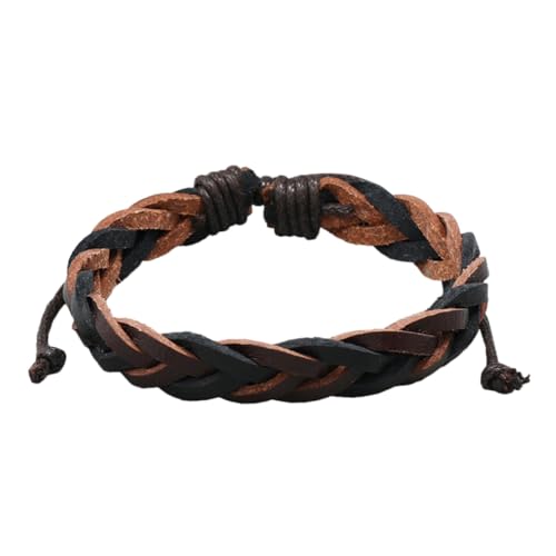 LIGIGWASH Herren Lederarmband Geflochten Mehrlagig Verstellbar Vintage Stil Robustes Armband für Männer Stilvolles Handgefertigtes Accessoire für Alltag und Besondere Anlässe von LIGIGWASH