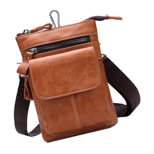 LIGIGWASH Herren Umhängetasche aus braunem Material Multifunktionale leichte Business und Outdoor Tasche mit Reißverschluss Kompakte Single Shoulder Bag für Smartphone und Alltag von LIGIGWASH