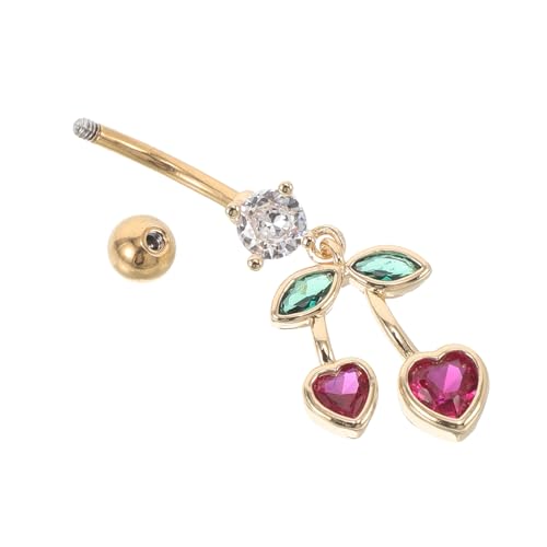 LIGIGWASH Herz Kirsche Bauchnabelring Edelstahl Bauchnabelpiercing Schmuck Süßes Nabelpiercing Damen Modisch Femininer Reiz Einzigartiges Design von LIGIGWASH
