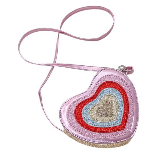 LIGIGWASH Herz Umhängetasche für Mädchen Glitzernde Herz Geldbörse PU Leichte Crossbody Handtasche mit Schultergurt für Kinder Stylisches Accessoire für Alltag von LIGIGWASH