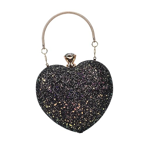 LIGIGWASH Herzförmige Umhängetasche Damen mit Glitzernden Pailletten Kompakte Abendtasche mit Kettenriemen Stilvolle Handtasche für Hochzeit Party und Festliche Anlässe Langlebiges Design von LIGIGWASH