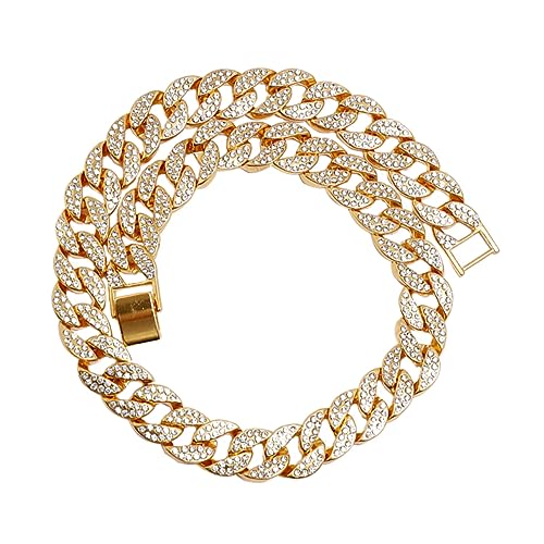 LIGIGWASH Hip Hop Halskette Herren Goldfarben mit Zirkonia Besetzte Kubanische Gliederkette Stylisches Schmuck Accessoire für Jungen und Streetwear von LIGIGWASH