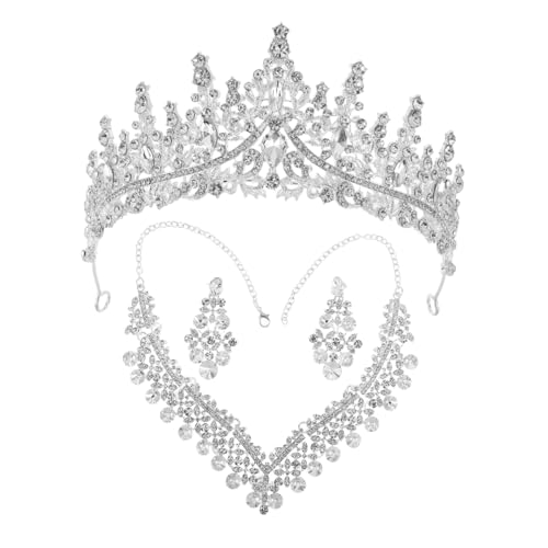 LIGIGWASH Hochzeits-schmuckset für Braut mit Strassbesetzter Krone Ohrringen und Halskette aus Langlebiger Legierung Leichtes Elegantes Design für Hochzeit Verlobung und Festliche Anlässe von LIGIGWASH