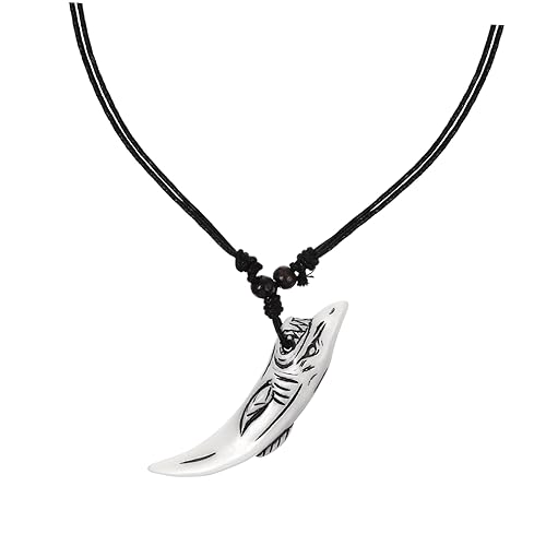 LIGIGWASH Holzperlen Halskette für Männer Verstellbare Surfer Halskette mit Haizahn Anhänger Elegantes und Schmuckstück für Männer für Lässige Outfits und Strand Style von LIGIGWASH