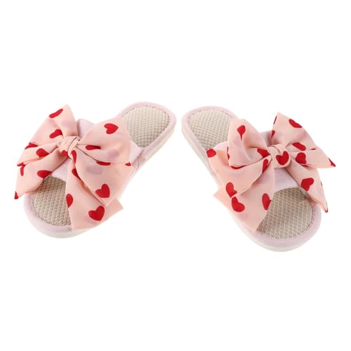 LIGIGWASH Indoor-sandalen Mit Schleife: Obermaterial Aus Luftstromoptimiertem Leinen – Rutschfeste Gummisohle – Stilvolle Sommer-lounge-schuhe Für Damen + Atmungsaktives Design von LIGIGWASH