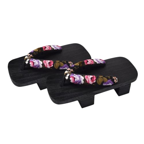 LIGIGWASH Japanische Holzclogs Damen Sommer Slipper Robuste Plattform Sandalen Bequeme Freizeitschuhe mit Rutschfester Sohle Modisch für Freizeit und Alltag Passend für Schwarz mit von LIGIGWASH