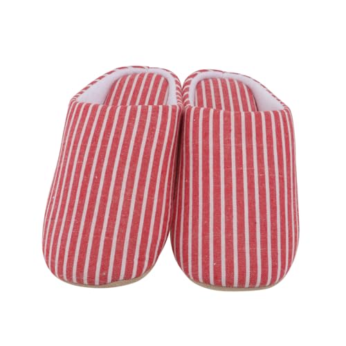 LIGIGWASH Japanische Leichte Baumwoll Hausschuhe Gestreift Flauschig Atmungsaktiv Rutschfeste Weiche Sohle Unisex Hausschuhe für Damen und Herren Geeignet für Herbst und Winter von LIGIGWASH