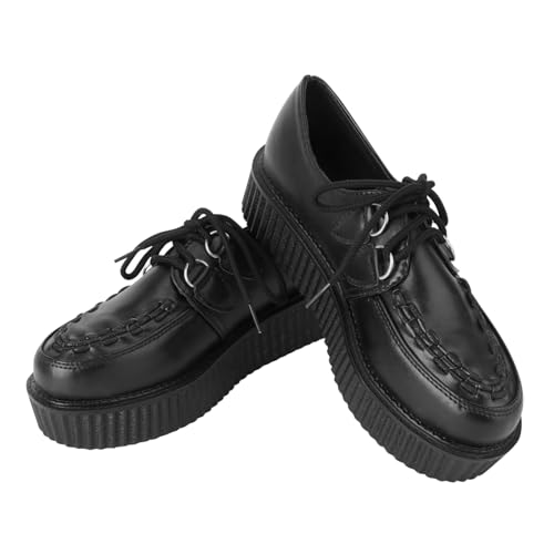 LIGIGWASH Japanische Retro Lederschuhe Damen Plateau Runde Zehen Kreative Freizeitschuhe Bequeme Atmungsaktive Herbstschuhe für Mädchen Alltagsspaziergang von LIGIGWASH