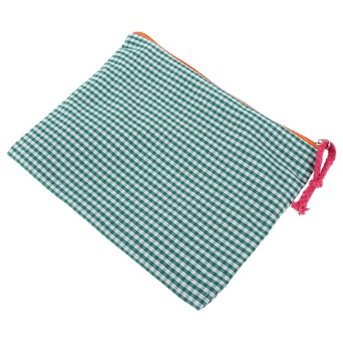 LIGIGWASH Portable Kosmetiktasche Aus Baumwoll-leinen Vintage Make-up Organizer Für Frauen Multifunktionale Reise Und Schreibwaren-Tasche Im Grünen Karodesign Praktische Aufbewahrung Für von LIGIGWASH