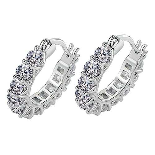 LIGIGWASH Klein Funkelnde Zirkonia Ohrhänger Damen Loop Ohrringe Silberner Modeschmuck für von LIGIGWASH