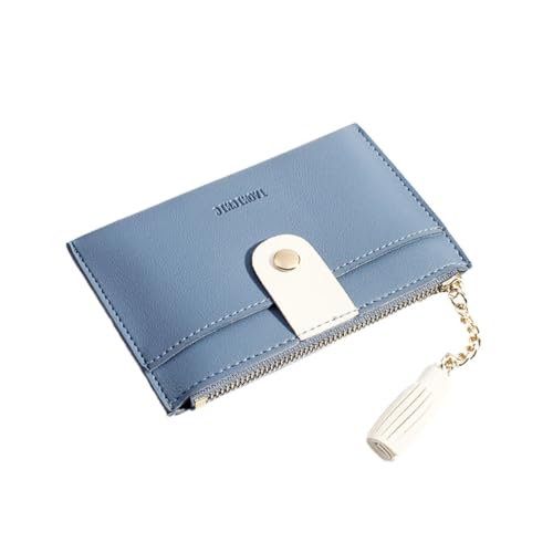 LIGIGWASH Kleine Damen Geldbörse mit Reißverschluss PU Modisches Karten Portemonnaie Leichtes Robustes Kurz Portemonnaie für Alltag und Blau von LIGIGWASH