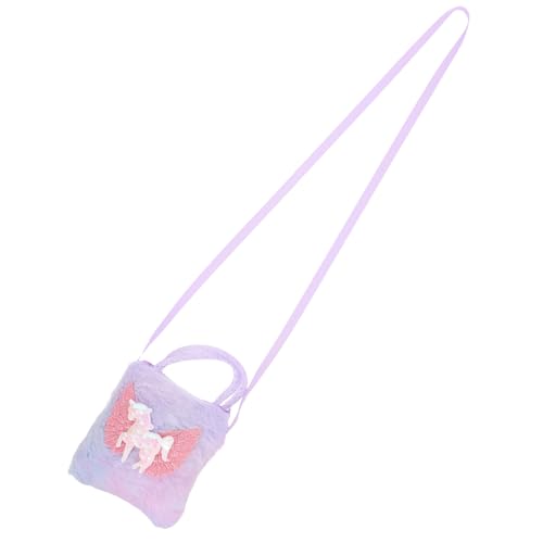 LIGIGWASH Kleine Einhorn Umhängetasche für Mädchen Niedliche Plüsch Handtasche mit Verstellbarem Schultergurt Leichte und Kompakte Crossbody Tasche für Alltag und Party von LIGIGWASH
