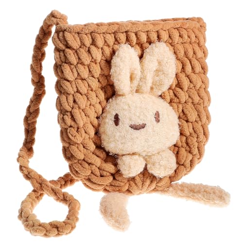 LIGIGWASH Kleine Mädchen Umhängetasche Kaninchen Motiv Wollgewebte Schultertasche Polyester Material Kompakte für Schlüssel Münzen Karten Süßigkeiten zum Einkaufen Reisen und Feiern von LIGIGWASH