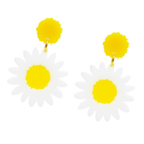 LIGIGWASH Kleine Sonnenblumen Ohrringe Damen Modische Gelbe Kunststoff Ohrhänger Umweltfreundlich Angenehm zu Tragen Passend für Alltag Party Hochzeit von LIGIGWASH