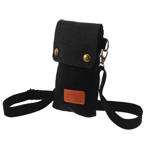 LIGIGWASH Kleine Umhängetasche Damen Canvas Handytasche mit Verstellbarem Schultergurt Leichte Crossbody Tasche für Alltag Arbeit Reise und Freizeit Stilvolle Lagige Stofftasche in Schwarz von LIGIGWASH