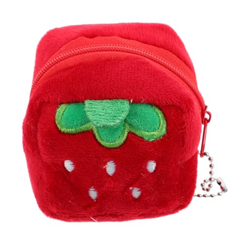 LIGIGWASH Kleines Erdbeer Münzgeldbörse Plüsch Portemonnaie Mädchen Coin Purse mit Schlüsselanhänger Vielseitige Datenkabel Organisation Lippenstiftfach Weiches Design von LIGIGWASH