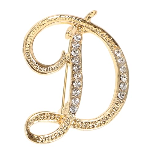 LIGIGWASH Kreative Englische Buchstaben Brosche mit Strasssteinen Modische Anstecknadel für Kleidung Anzug Hemd Vielseitiger Schmuck für Damen und Herren Elegantes Accessoire Letter D von LIGIGWASH