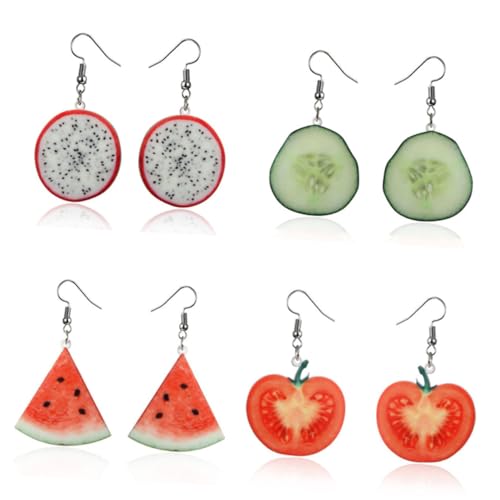 LIGIGWASH Kreative Früchte Ohrhänger Damen Rote Drachenfrucht Baumelnde Ohrstecker Modischer Schmuck für Party Alltag und von LIGIGWASH