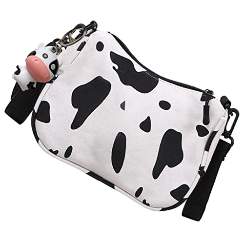 LIGIGWASH Kuh Umhängetasche Damen Tragbare Canvas Schultertasche im Japanischen Stil Großzügige Aufbewahrungstasche für Alltag und Reisen mit Reißverschluss von LIGIGWASH