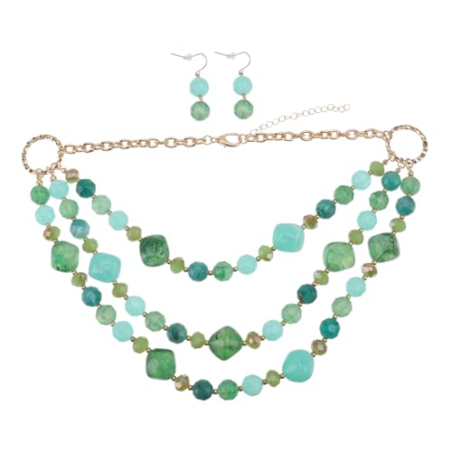 LIGIGWASH Kreatives Ohr und Halskettenset für Frauen Extravaganter Grüner Schmuck mit Einzigartigem Design Modischer Kette und Stilvollen Ohrringen für Besondere Anlässe und LIGIGWASH Kreatives Ohr und Halskettenset für Frauen Extravaganter Grüner Schmuck mit Einzigartigem Design Modischer Kette und Stilvollen Ohrringen für Besondere Anlässe und von LIGIGWASH