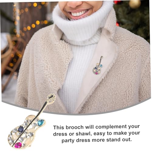 LIGIGWASH Kristallbesetzte Gitarrenbrosche Pin Eleganter Musikinstrument anstecker für Rucksäcke Mäntel Kleider Funkelnde Schmucknadel mit Vintage perlen und Farbstein design von LIGIGWASH