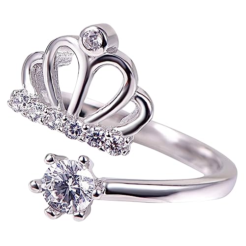 LIGIGWASH Verstellbarer Offener Kronenring Kupfer mit Strasssteinen für Frauen Teenager und Mädchen Eleganter Schmuck für Partys und Besondere Anlässe von LIGIGWASH