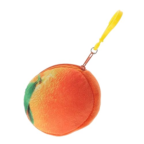LIGIGWASH Mini-geldbörse Aus Plüsch in Orangefarbener Obstform Cartoon-Design Mit Reißverschluss Flauschiges Material Praktisch Zum Aufbewahren Von Bargeld Lippenstift Oder Ausweis von LIGIGWASH