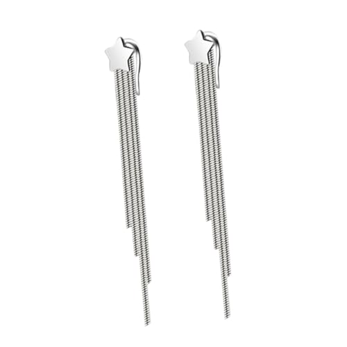 LIGIGWASH Lange Silberne Stern Ohrringe mit Quasten Leichte Ohrstecker Damen Drop Earrings Elegantes Schmuckgeschenk für Valentinstag Muttertag Hochzeit und Alltag von LIGIGWASH