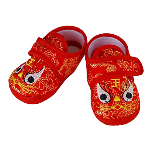 LIGIGWASH Lauflernschuhe mit Gesticktem Tigerkopf Warme Rutschfeste und Atmungsaktive Krabbelschuhe für Monate Weiche Sohlen Bequem und Leicht für Zuhause und Kindergarten von LIGIGWASH