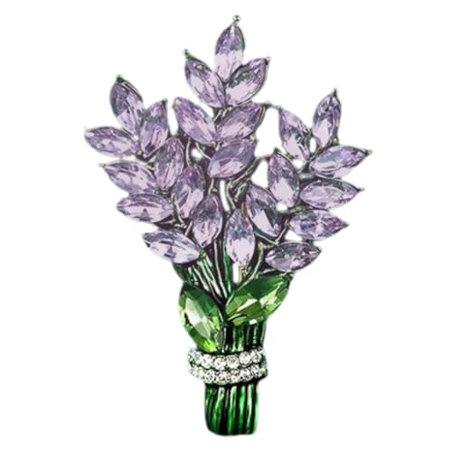 LIGIGWASH Lavendel Blumenbrosche Damen Reversnadel mit Strass Modische Anstecknadel für Kleidung Taschen Hüte Hochwertiger Legierungs Schmuck für Damen und Mädchen Vielseitig Verwendbar von LIGIGWASH