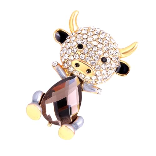 LIGIGWASH Legierung Damen Brosche Rind Motiv Tropfen Öl Design mit Strass Schmuck Anstecknadel für Kleidung Schal Hut Accessoire Alltag von LIGIGWASH