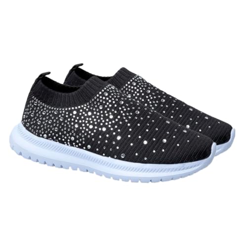 LIGIGWASH Leichte Damen Sportschuhe Netzstoff rutschfeste Strapazierfähige Freizeitschuhe Atmungsaktiv Flexibel Modisch für Sport und Alltag Sommer Schwarz von LIGIGWASH