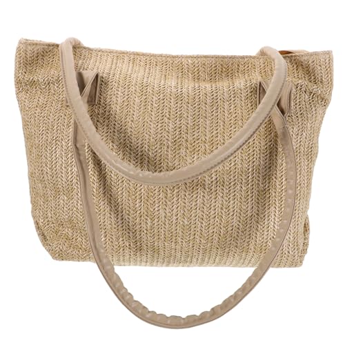 LIGIGWASH Leichte Handgewebte Strohtasche Natürliche Strand und Urlaubstasche mit Großem Fassungsvermögen Minimalistisches Design für Damen Vielseitige Sommer Umhängetasche aus Stroh von LIGIGWASH