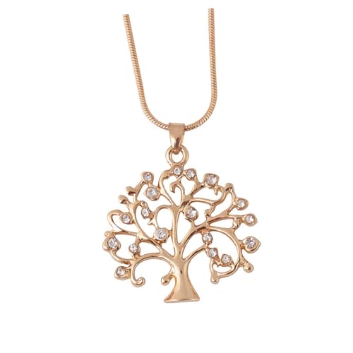 LIGIGWASH Life Tree Anhänger Halskette Damen Goldfarben Modeschmuck Langlebige Legierung Modisches Baum Design Vielseitig für Hochzeit Party für Frauen und Mädchen von LIGIGWASH