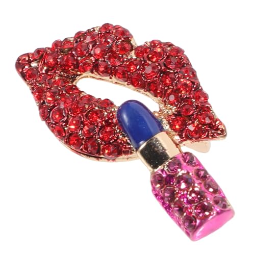 LIGIGWASH Lippen Lippenstift Brosche Strass Anstecknadel Damen Schmuck Modischer Dekorativer Pin für Kleidung Hochzeit Party von LIGIGWASH