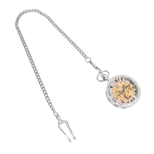 LIGIGWASH Mechanische Taschenuhr Vintage Stil Handaufzug Silberfarbig Hohlraum Design Herren Damen Klassische Uhr Schmuck von LIGIGWASH