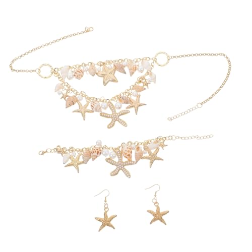 LIGIGWASH Meerjungfrau Schmuckset Damen Ocean Halskette Armband Ohrringe Muschel Anhänger Sommer Strand Schmuck für Frauen und Mädchen von LIGIGWASH
