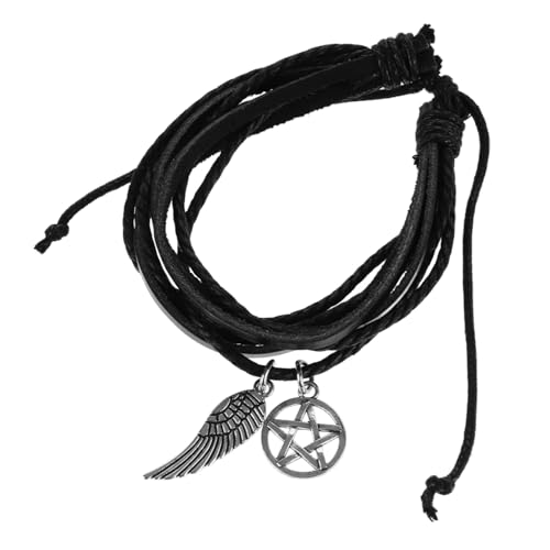 LIGIGWASH Verstellbares Schnurarmband mit Flügel Anhänger Mehrlagig Herren und Damenarmband Handgewebtes Schmuckstück für von LIGIGWASH