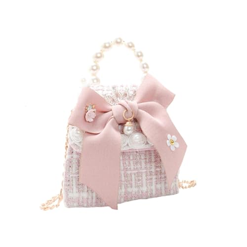 LIGIGWASH Mini Schultertasche mit Schleifen und Perlendekor PU Umhängetasche für Mädchen Kompakte Crossbody Tasche für Alltag Reisen und Shopping Vielseitiger Kleiner Messenger Bag von LIGIGWASH